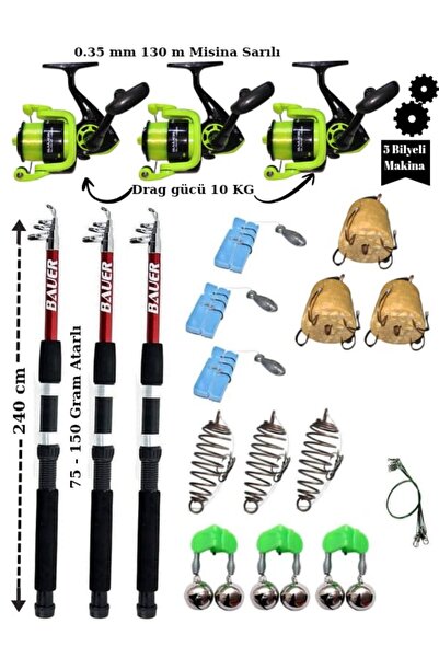 KILIÇ AV BAYİİ SELİM KILIÇ Olta Takımı 3'lü Full Sazan, Tatlı Su, Göl, Baraj Olta Seti Tam Takım