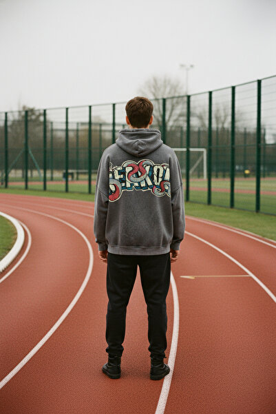 A&O Style Men's Oversized Special Washed Vintage Printed Cotton Hooded Sweats...