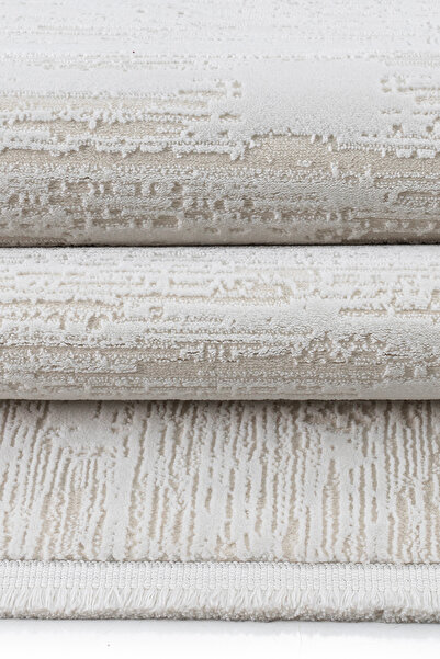 Badelya Home Krem Ekru 7102 Modern Doğal Taban Saçaklı Salon Koridor Mutfak Ç...