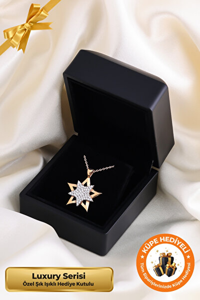 Lucente Jewellery Işıklı Hediye Kutulu Yıldız Tılsımı 925 Ayar Gümüş Kaplama Yılbaşı Hediyesi Yıldızlı Kadın Kolye