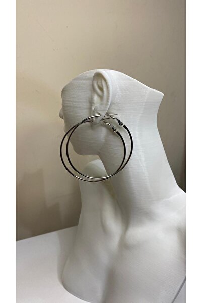 GÜLNAR BİJUTERİ Big Hoop Earrings Silver Color 316L Steel