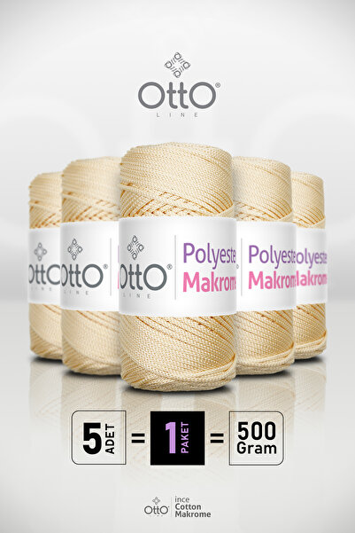 Otto Polyester Makrome - Krem - 5'li Paket - 2mm/100gr/100m - Aksesuar ve Çan...