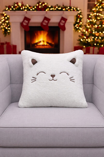 Yada Baby وسادة زخرفية للأطفال من القطيفة بنمط قطة لطيفة - وسادة زخرفية للأريكة.