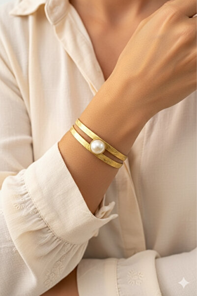 Sevilgülgünfinecrafts Handmade Pure Brass Natural Stone Cuff Bracelet Authent...