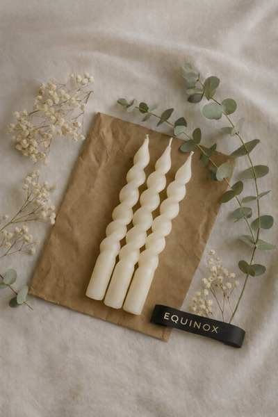 EQUINOX MUM 3’lü İtalyan Burgu Şamdan Mum Seti – Spiral Dekoratif Mumlar | Za...