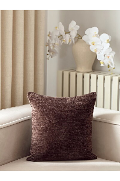 AYSA HOME DECOR Pure Düz Kahverengi Tekli Kırlent Kılıfı
