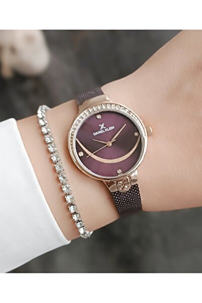 Daniel Klein Yeni Model Dk - Rose Çelik Bilezik Mürdüm Kadran Kadın Kol Saati Hediye Bileklik