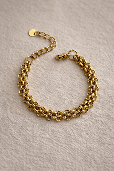 Owentis Steel Gold Thick Taiz Bracelet - Does not blacken-