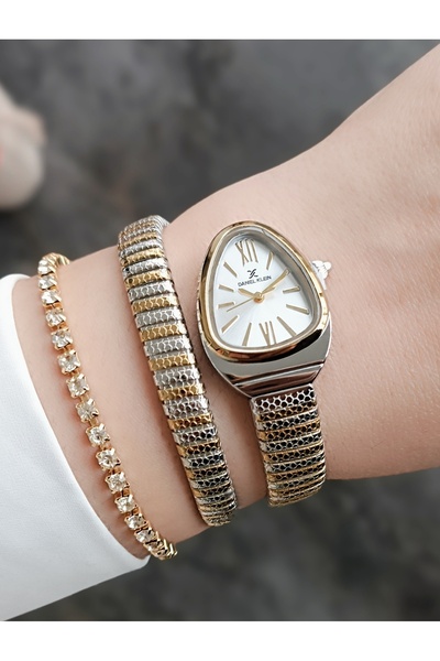 Daniel Klein DK YENİ YILAN MODELİ Gold Çelik Bilezik Kadın Kol Saati+ Hediye Bileklik