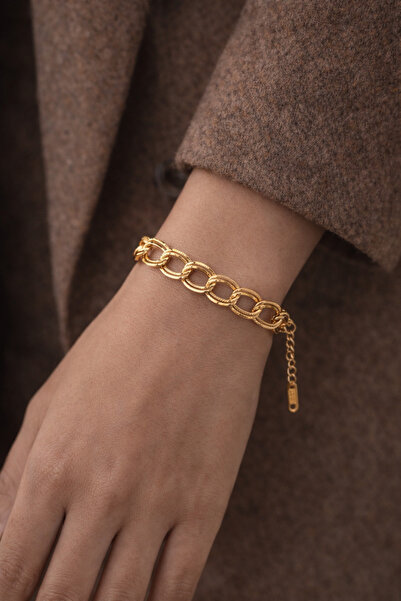 Owentis سوار فولاذي موديل مجوهرات ذهبي - طريق الفضاء/ درب التبانة، لا يبهت