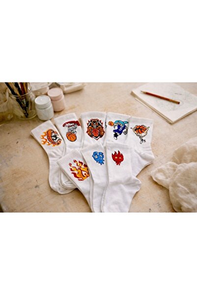 çorapdunyam 8'li Seri Basketbol Neşeli Kolej Tenis Çorap 1 Kalite Pamuk