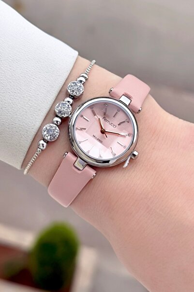 Ferrucci Case Metallic Cord Powder Color 2 Years Warranty 25 mm Women's Wrist...