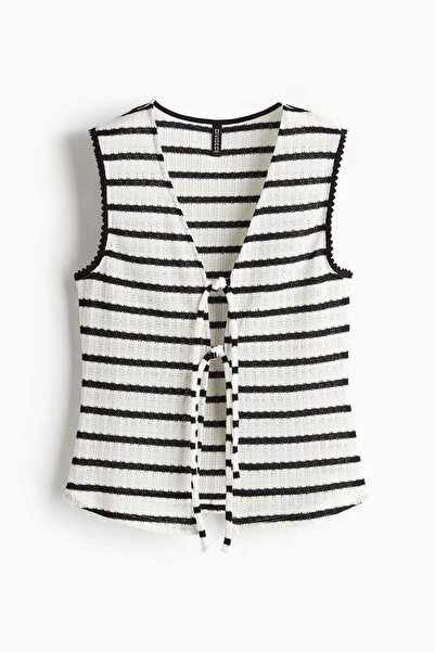 H&M Knitted tie-front top