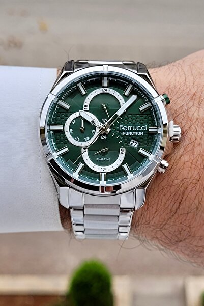 Ferrucci Men's Wristwatch with Green Dial, Metallic Strap, 2-Year Warranty, 4...