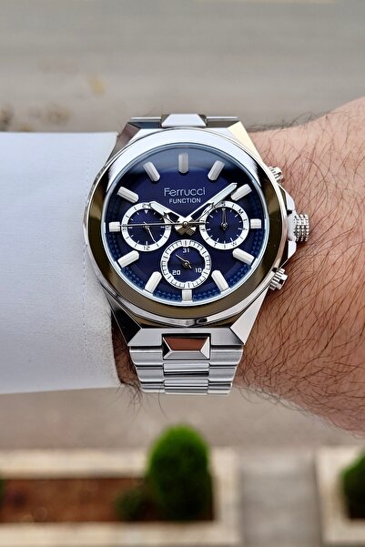 Ferrucci Dial Navy Blue Strap Metallic Color 2 Years Warranty 43 mm Indicator...