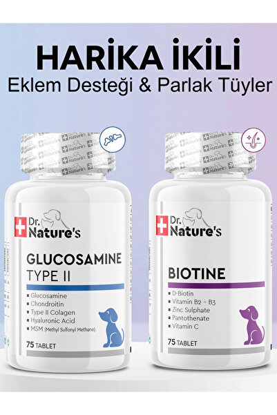Dr. Nature's Köpekler İçin Glukozamin ve Biyotin İkili Ürün