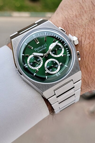 Ferrucci 41 mm Function Men's Wristwatch with Green Dial and Grey Color Adjus...