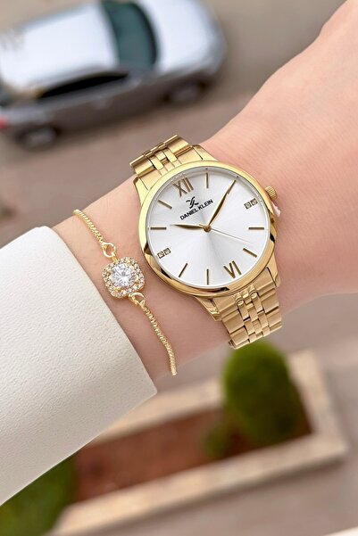 Daniel Klein Gold Renk Ayarlanabilir Kordonlu 35 Mm Kadın Kol Saati Ve Bileklik