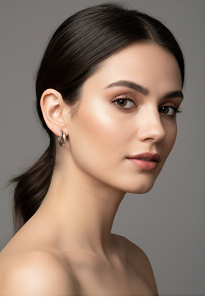 Fasion Jewelry أقراط دائرية من الفولاذ الفضي للجنسين
