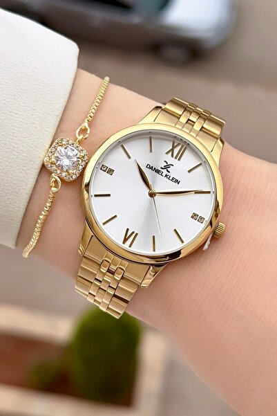 Daniel Klein Altın Renk 2 Yıl Garantili 35 Mm Kadın Kol Saati Ve Bileklik