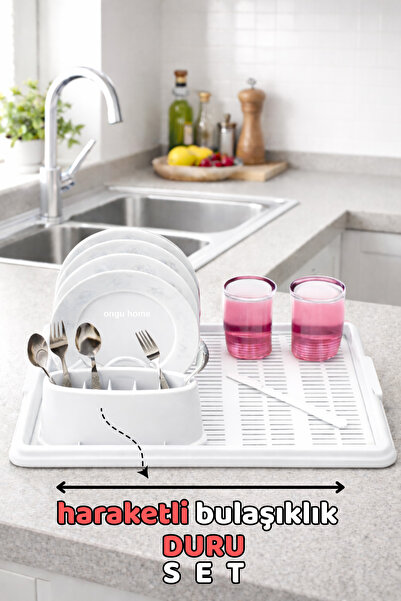 ongu home Duru Set Haraket Eden Bulaşıklık Bulaşık Durulama Seti (Beyaz)