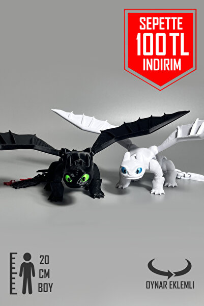 YAGLİZ Dişsiz & Işığın Öfkesi 2’li Ejderha Figürü 20 CM – Tüm Eklemleri Hareketli Oyuncak Seti