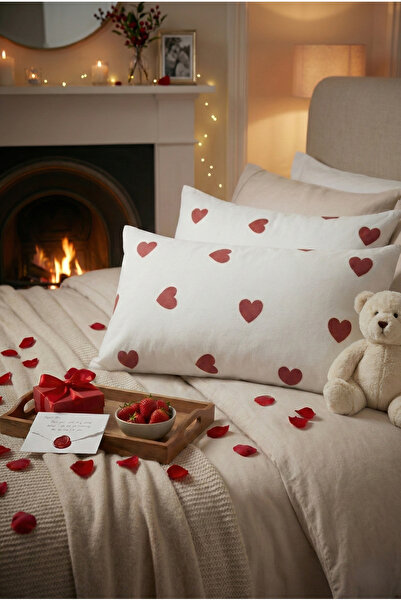 Shopyteks غطاء وسادة على شكل قلب بسحاب 50x70 سم (2 قطعة) | القطن |   مريح وناعم