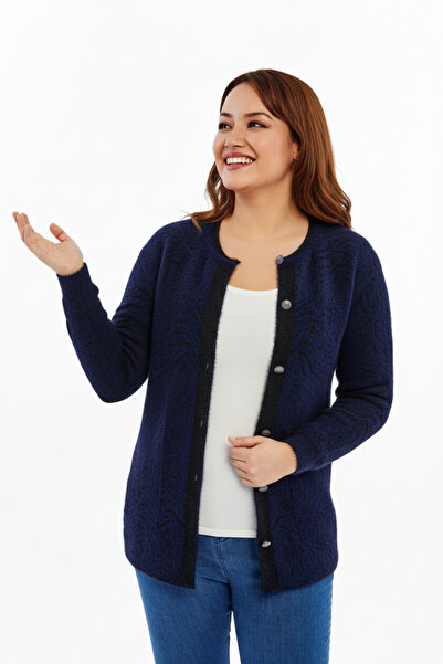 Laden Πλεκτά ρούχα Angora Plus Size Γυναικεία Χειμερινή Χοντρή Μεγάλη Μέγεθος Μαλακή Μαντίλα Μαντίλα Ναυτικού Μπλε