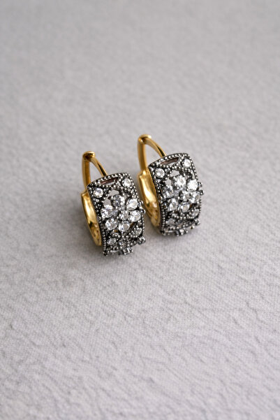 Owentis أقراط كاسيان من الفولاذ الوردي والذهب والكريستال والماس - لا تسبب الت...