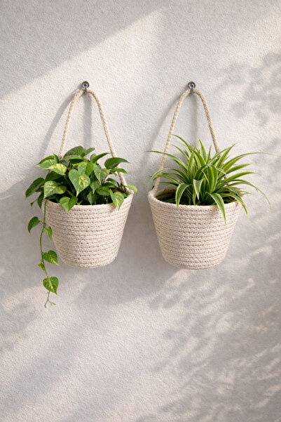 ÖRGÜM Coș Mini Coș organizator decorativ Coș din 2 piese 12x10 cm PLANTELE ȘI AGĂTĂ NU INCLUSI