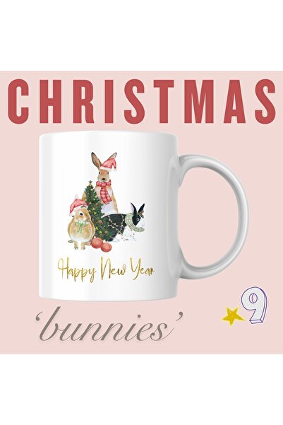 'Christmas Bunnies' 360° Baskılı Yılbaşı Kupası *Sticker Sayfası Hediyeli*