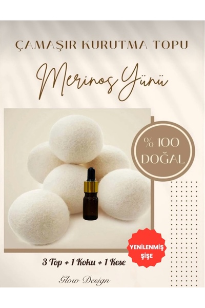 Glow Design Çamaşır kurutma makinası topu 3lü kokulu / çamaşır kurutma topu