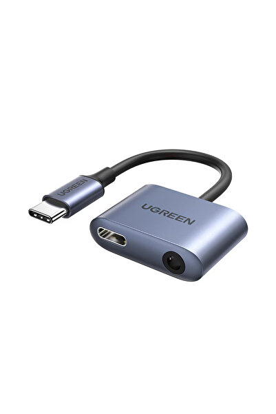 Ugreen Adaptor audio CM231, mufă USB-C la mufă USB-C la mufă mufă 3.5 mm, 30W...