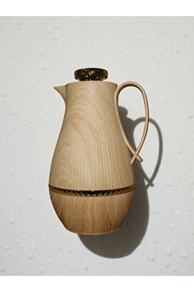 WDA Arabic Style Thermal Coffee Jug, 1.5L Glass Liner, Wood Design with Gold ...