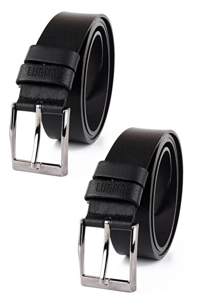 LUGMO 2 штуки чоловічих ременів із натуральної шкіри, 4 см, чорні, підходять ...