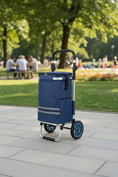 Vadi Termal Soğutucu Su Geçirmez Çantalı Alüminyum Gövdeli Alışveriş Pazar Arabası