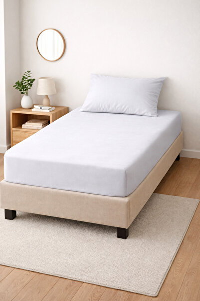 Doğa غطاء وسادة من قماش البوبيلين القطني 100% مع حواف مطاطية مقاس 100×200 سم، غطاء وسادة مقاس 50×70 سم