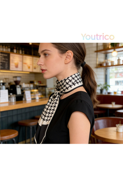 Youtrico وشاح حريري منقوش، عصابة رأس ورقبة مزدوجة الجوانب، أجواء الخريف والشتاء