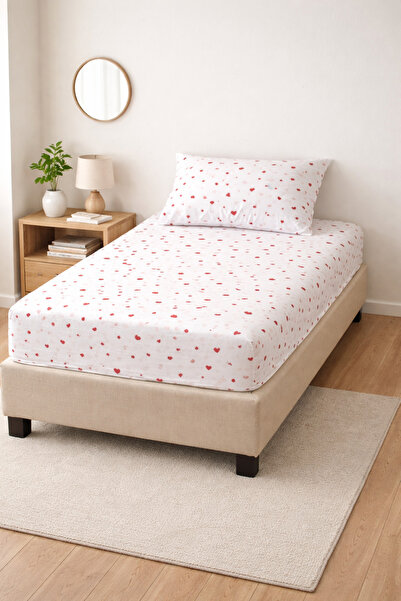 Doğa طقم ملاءات سرير مطاطية لشخص واحد مصنوعة من قطن 100% بوبلين 63 خيط 100×200+40 سم