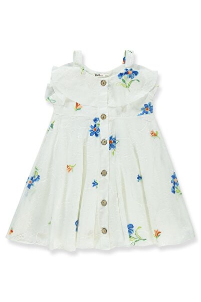 Civil Girls Рокля с бродерия с цветя за деца на възраст 6-9 години - Екру 7-8...