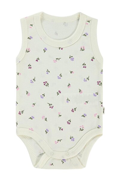 Civil Baby Çiçek Baskılı 1-36 Ay Çıtçıtlı Badi - Ekru 2-3 Yaş