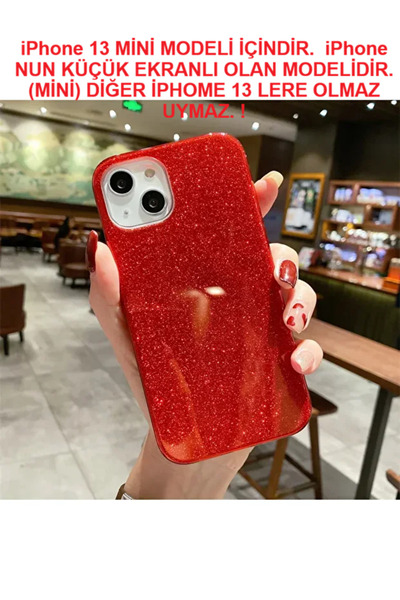 GRABONO Apple iPhone 13 Mini Kılıf Parlak Simli Muhteşem Görünüm, Sert ve Day...