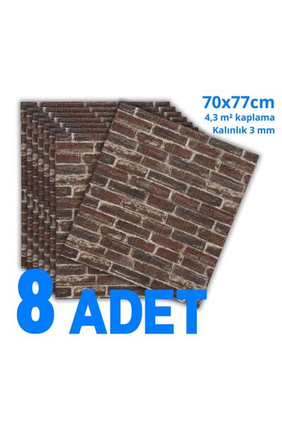 HORECA MARKET 3D Kendinden Yapışkanlı Duvar Kağıdı Strafor Köpük Brick Wall 7...