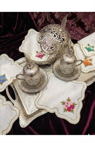 Çt Çeyizci Tekstil Sunumluk Peçete, Kokteyl Peçetesi, Kahve Yanı Sunumluk, Bardak Altlığı 6 Adet Sunum Peçetesi