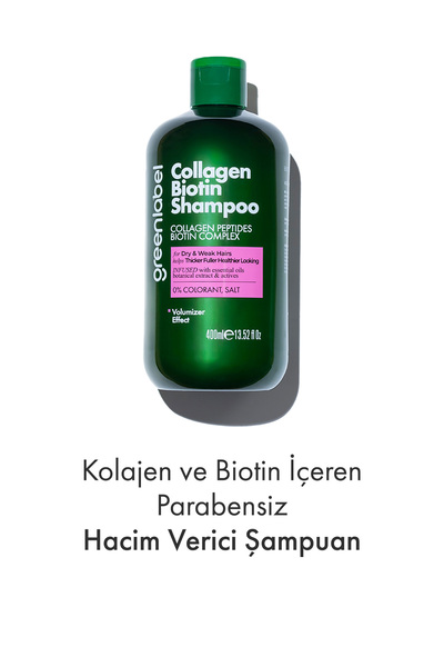 Greenlabel Kolajen Ve Biotin Parabensiz Hacim Verici Şampuan 400ml