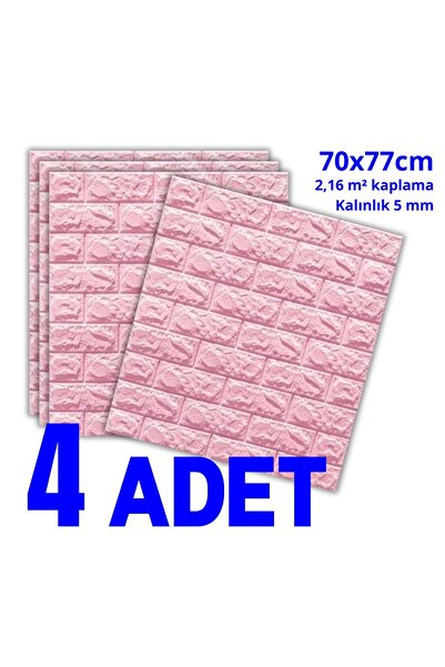 HORECA MARKET 3D Kendinden Yapışkanlı Duvar Kağıdı Strafor Köpük Brick Pink 7...