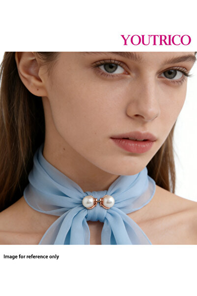 Youtrico وشاح حريري فرنسي عتيق مع مشبك من اللؤلؤ - إكسسوار أنيق للنساء