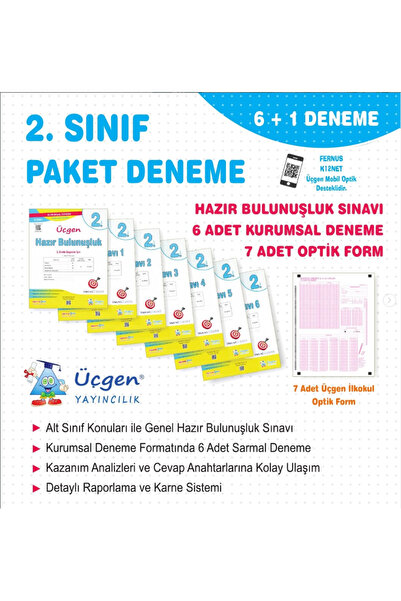 Üçgen Yayıncılık 2. Sınıf - 2025 PAKET DENEME 7 li + Üçgen Mobil Optik - YENİ