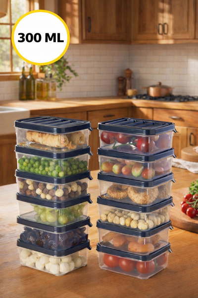 Tugomer 12'li Dikdörtgen Hava Almaz Kapaklı Kahvaltılık Seti - Dolap Düzenley...