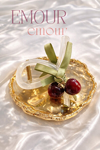 emour Cam Kirazlı Mandal Toka,Çift Taraflı Kiraz Mandal Toka,Kirazlı Toka,Taş...